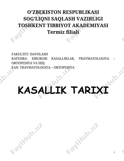 kasallik tarixi — DOCX