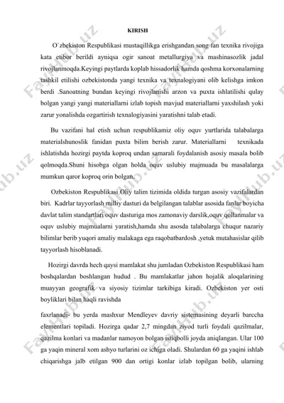 materialshunoslik fanidan puxta bilim — DOCX