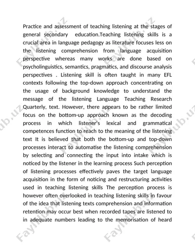 teaching listening skills in language pedagogy — DOC