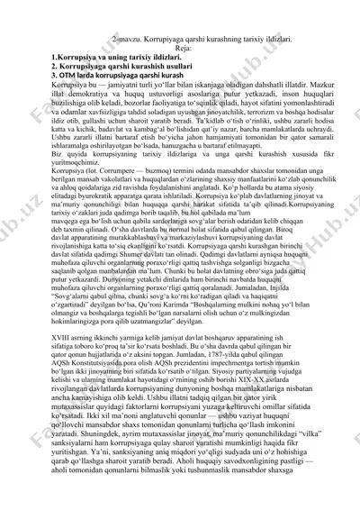korrupsiyaga qarshi kurashning tarixiy ildizlari — DOCX