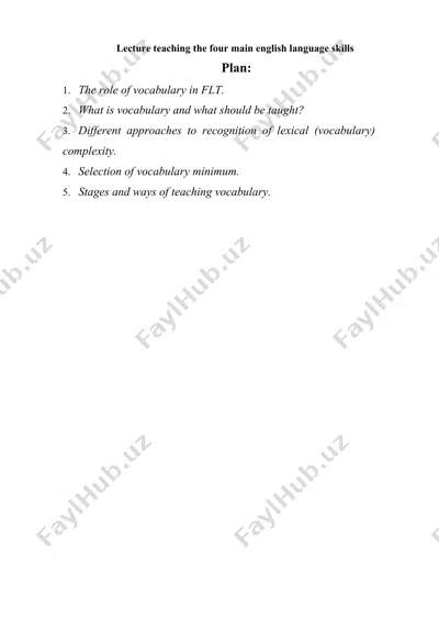 lecture teaching the four main english language skills — DOCX