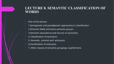 lecture 8. semantic classification of words — PPTX