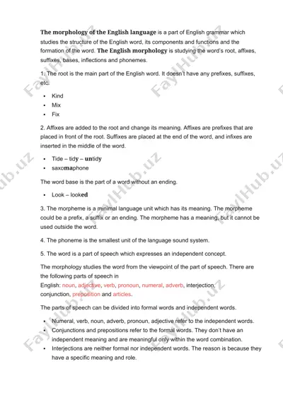 english morphology — DOCX