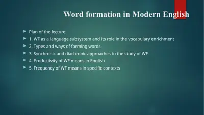 word formation in modern english — PPTX
