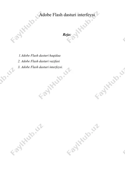 adobe flash dasturi interfeysi — DOC