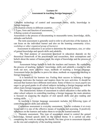 assessment in teaching foreign languages — DOCX