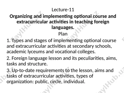 organizing and implementing optional course and extracurricular activities in teaching foreign languages — PPTX