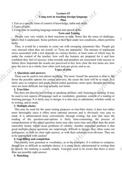using tests in teaching foreign language — DOCX