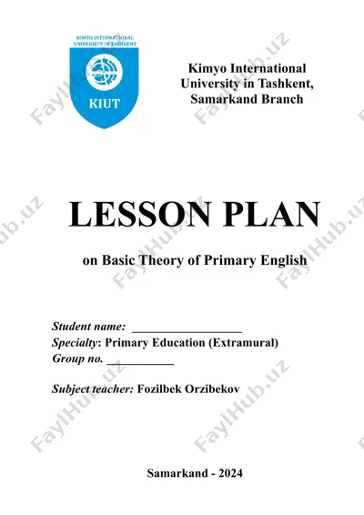 lesson plan on basic theory of primary english — DOCX