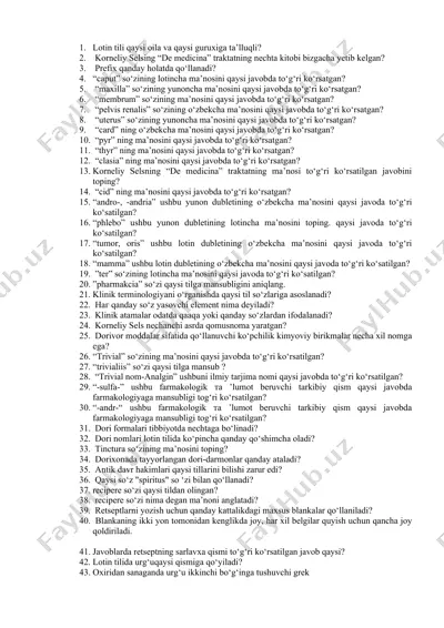 korneliy selsing "de medicina" traktati — DOCX