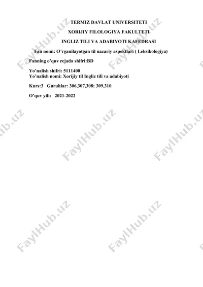 o’rganilayotgan til nazariy aspektlari (leksikologiya) — DOCX