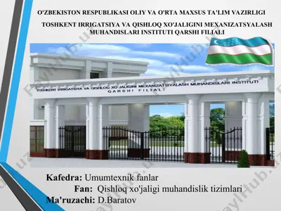 qishloq xo'jaligini mexanizatsiyalash muhandisini tayyorlash asoslari — PPT