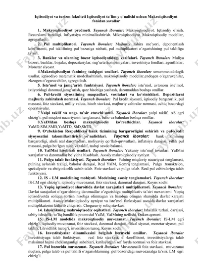 makroiqtisodiyot fanidan savollar — DOC