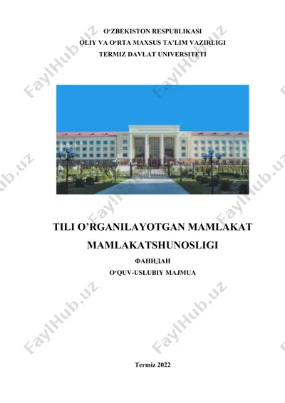 tili o’rganilayotgan mamlakat mamlakatshunosligi — DOCX