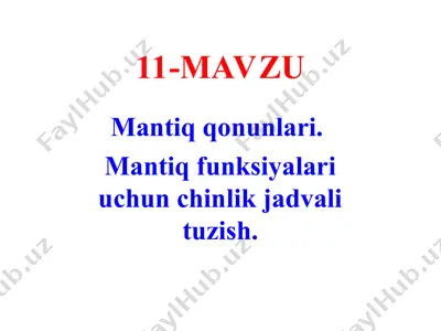 mantiq qonunlari va funksiyalari — PPT