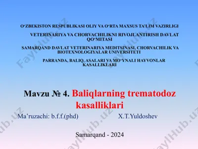 baliqlarning trematodoz kasalliklari — PPTX