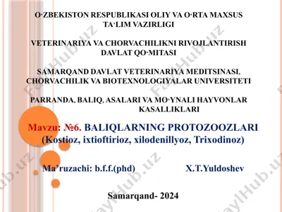 baliq, asalari va mo‘ynali hayvonlar kasalliklari — PPTX