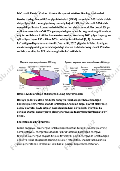 elektron ta'minoti tizimlarida quvvat elektronikaning qurilmalari — DOCX