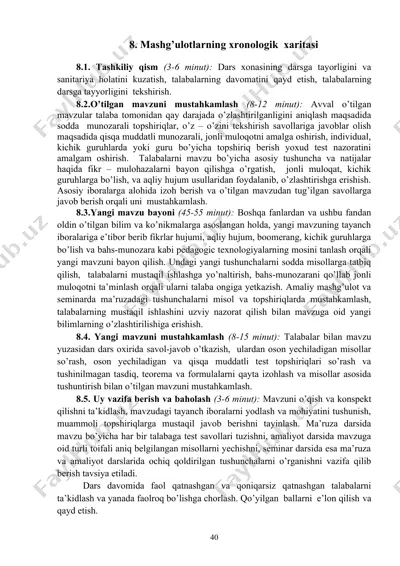 mashg’ulotlarning xronologik xaritasi — DOC