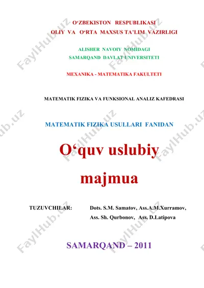 matematik fizika usullari o‘quv-uslubiy majmua — DOC