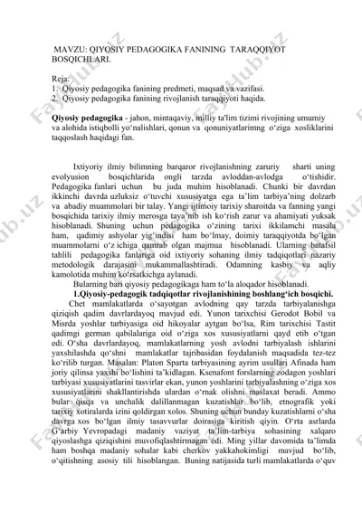 qiyosiy pedagogika fanining taraqqiyot — DOC