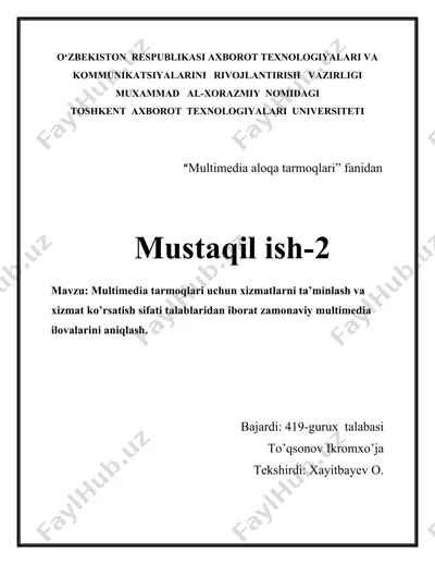 multimedia aloqa tarmoqlari — DOCX