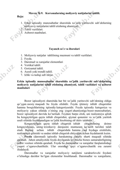 korxonalarning moliyaviy natijalarini tahlili — DOCX