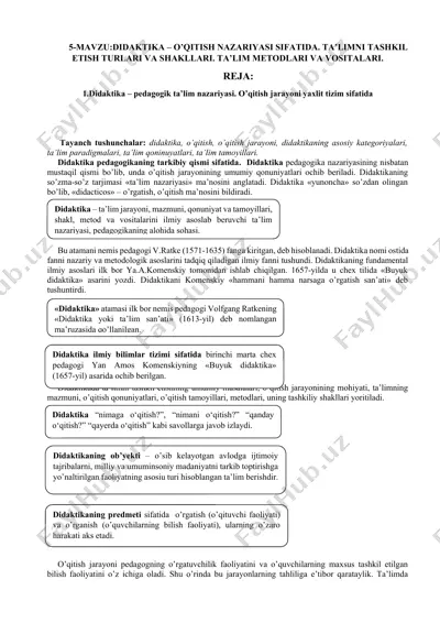 didaktika – o’qitish nazariyasi sifatida — DOCX