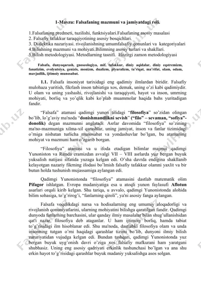 falsafaning mazmuni va jamiyatdagi roli — DOCX