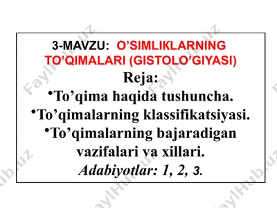 o’simliklarning to’qimalari (gistologiyasi) — PPTX