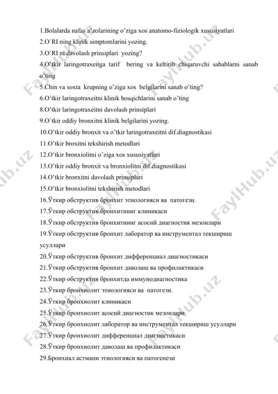 o'tkir bronxit va bronxiolit — DOCX