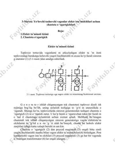 yo‘lovchi tashuvchi vagonlar elektr iste’molchilari uchun — DOCX