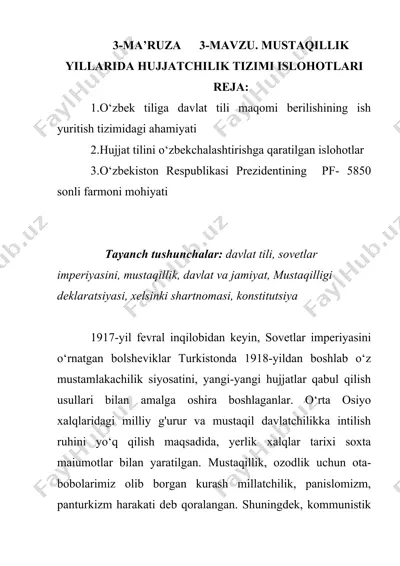 mustaqillik yillarida hujjatchilik tizimi islohotlari — DOCX