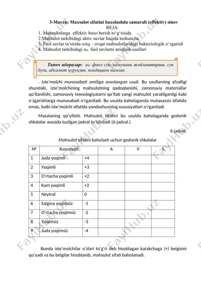 effektiv baxo berish usullari — DOCX