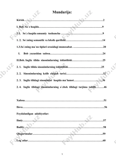 hozirgi zamon ingliz tilida sinonimlarning ishlatilishi — DOC
