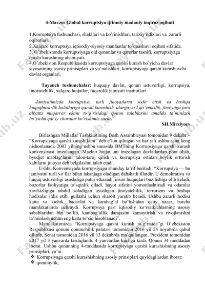 global korruptsiya ijtimoiy madaniy inqiroz oqibati — DOCX