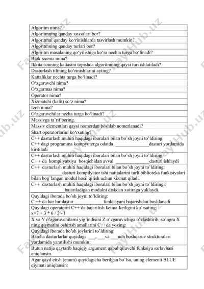 algoritm tushunchasi — DOCX