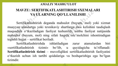 sertifikatlashtirish sxemalari va ularning qo'llanilishi — PPTX