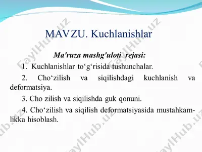 kuchlanishlar to‘g‘risida tushunchalar — PPT