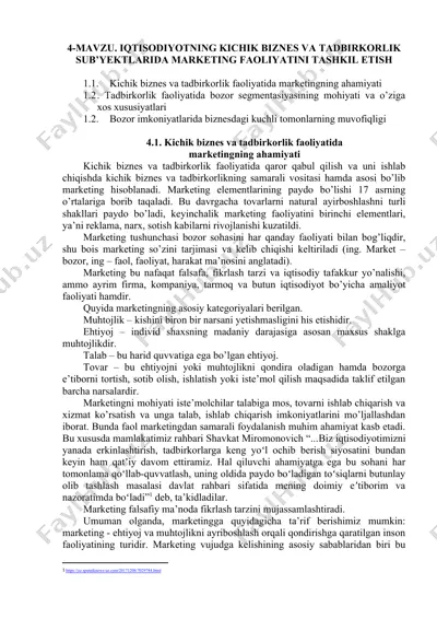 marketingning ahamiyati kichik biznes va tadbirkorlik faoliyatida — DOC