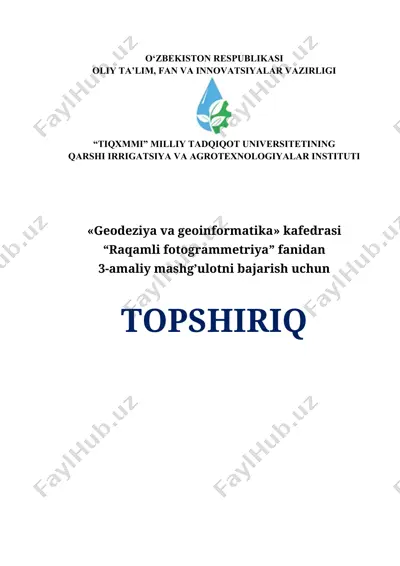 topshiriq "raqamli fotogrammetriya" fanidan — DOCX