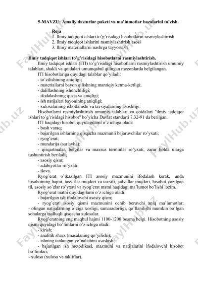 ilmiy tadqiqot ishlari to’g’risidagi hisobotlarni rasmiylashtirish — DOCX