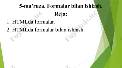 htmlda formalar bilan ishlash — PPTX