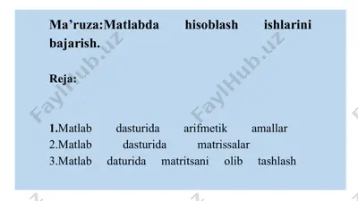 matlab dasturlash tili — PPTX