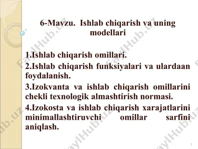 ishlab chiqarish va uning modellari — PPT