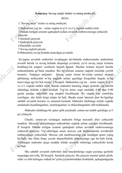 sovuq zanjir tizimi va uning mohiyati — DOCX