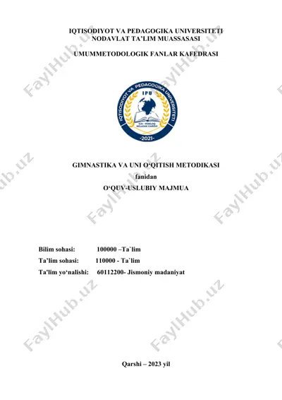 gimnastika va uni o‘qitish metodikasi — DOCX