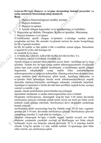 hujayra va to‘qima biotexnologiyasi — DOCX