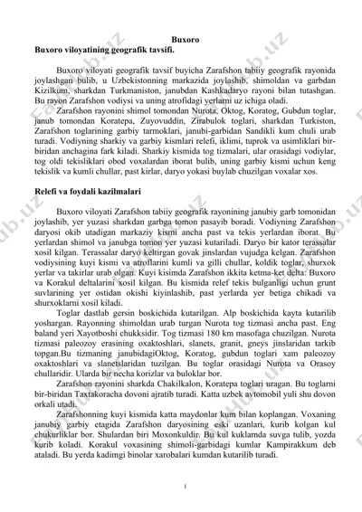 buxoro viloyati geografik tavsifi — DOC
