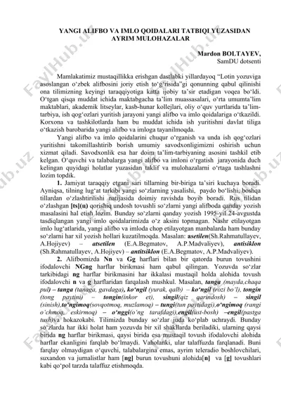 yangi alifbo va imlo qoidalari tadbiri — DOCX
